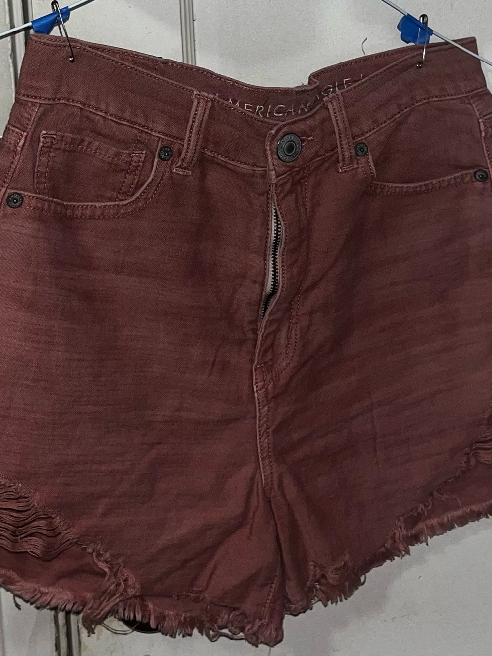 American Eagle Outfitters Wine Red Denim Cutoff Shorts